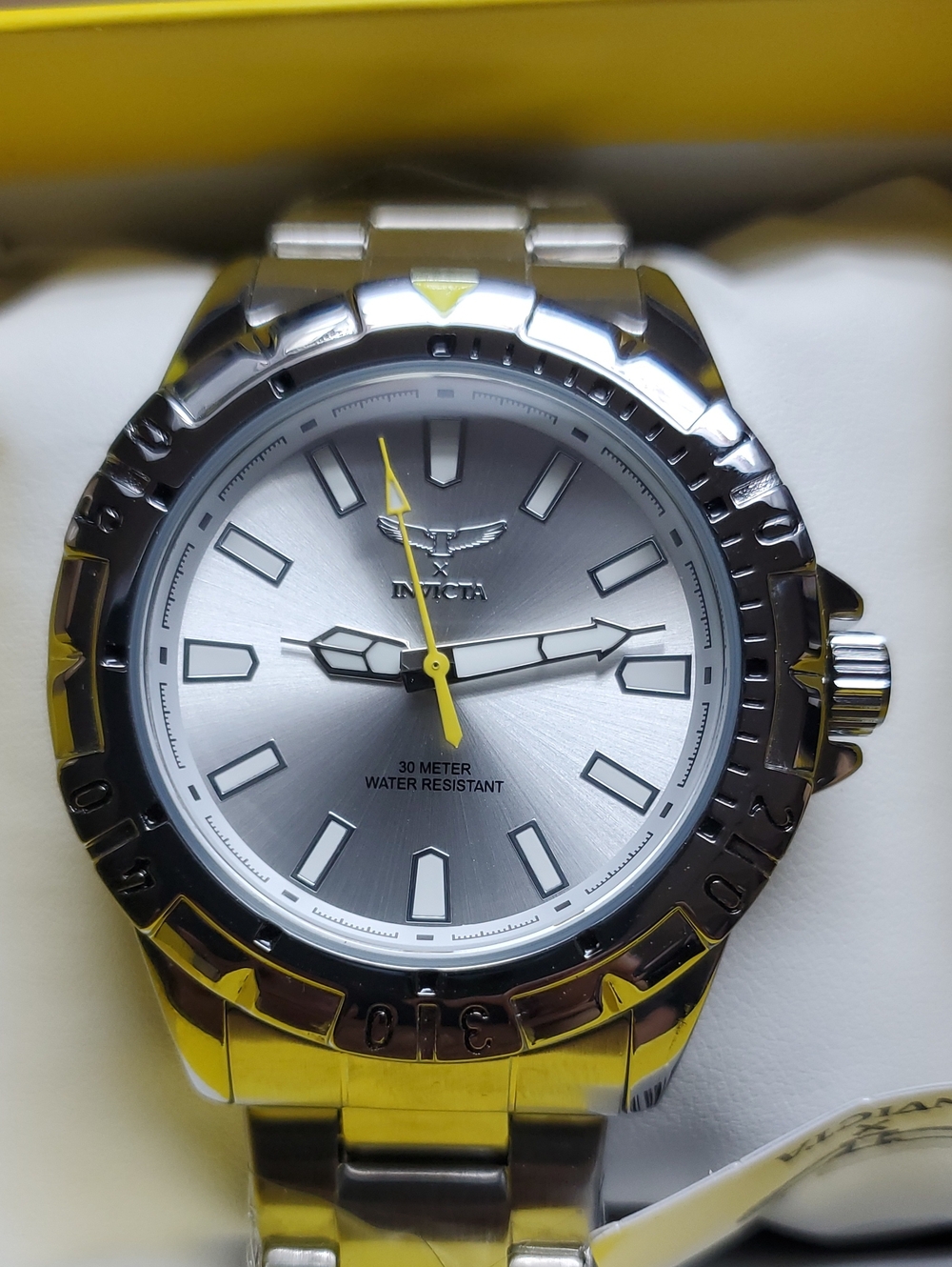 Invicta Silver and Yellow Stainless Steel Men's Watch